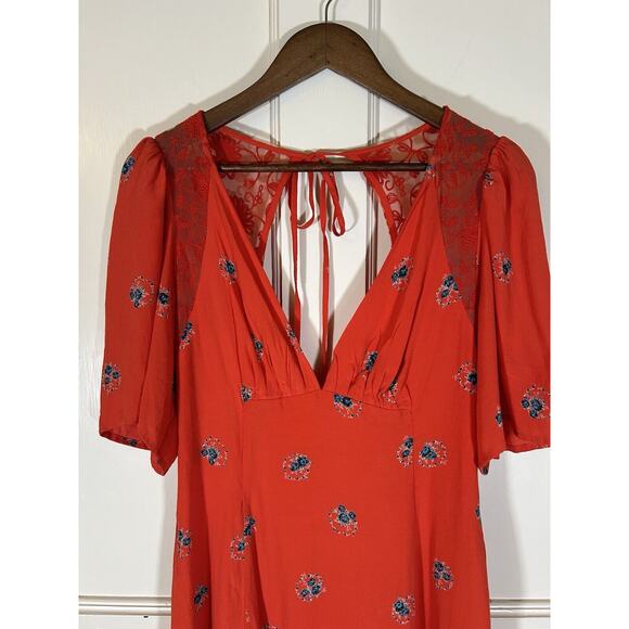 Free People Mockingbird Mesh Inset Empire Waist Mini Dress Womens Size 6 NWT - Picture 4 of 11